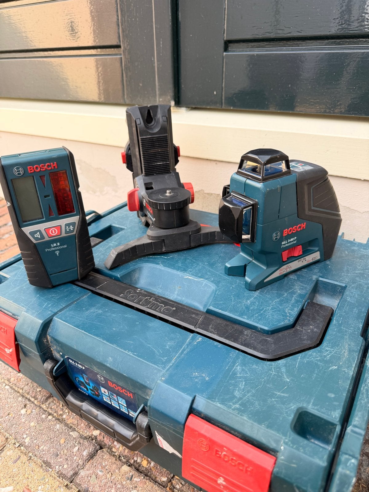 Bosch GLL 2-80 P Kruislijnlaser en ontvanger, Doe-het-zelf en Verbouw, Meetapparatuur, Ophalen of Verzenden, Gebruikt, Overige meters