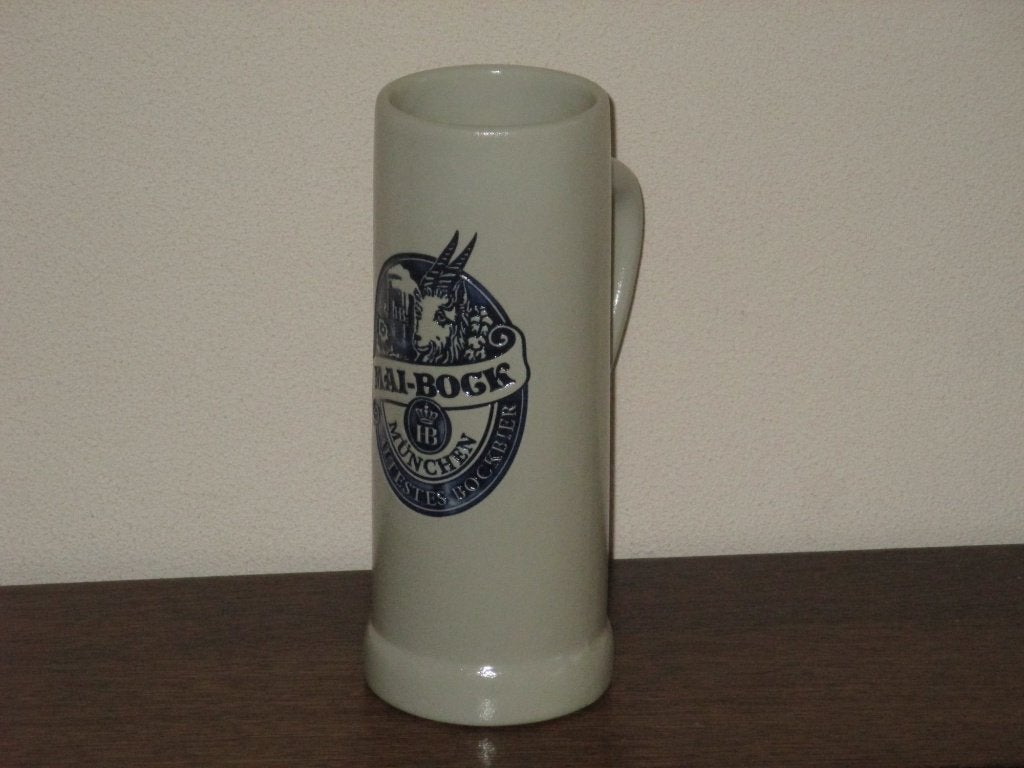 MaiBock bierkroes, aardewerken bierpul halve liter, bockbier, Verzenden, Zo goed als nieuw, Pul(len), Overige merken