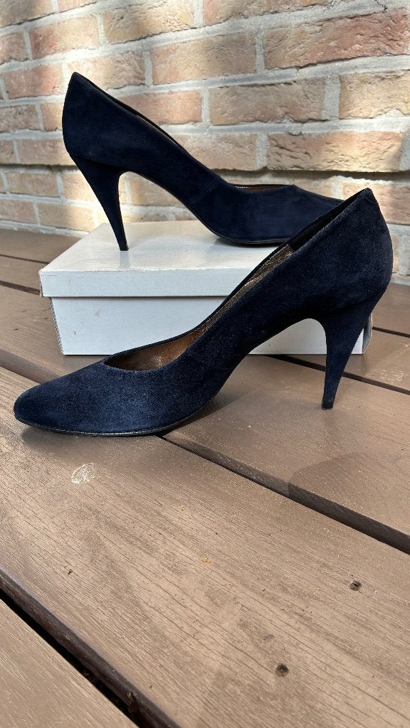 Blauw suede pumps maat 46, Pumps, Ophalen of Verzenden, Gedragen, Blauw