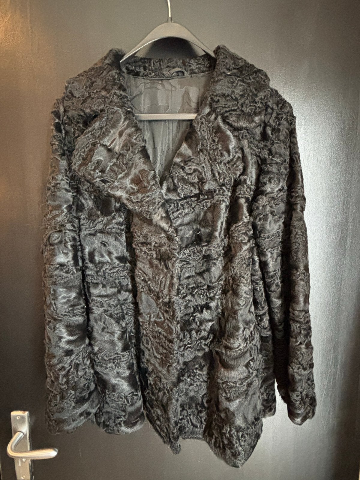 Vintage Astrakan/Persianer Bontjas A.H. de Wit Wildervank, Kleding | Dames, Ophalen of Verzenden, Gedragen, Zwart