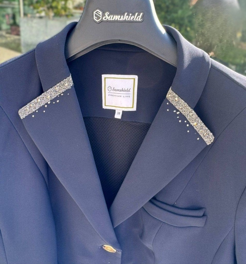 Samshield Premium Line dames wedstrijdjas mt 38 zgan, Dieren en Toebehoren, Ophalen, Blauw, Dressuur, Zo goed als nieuw