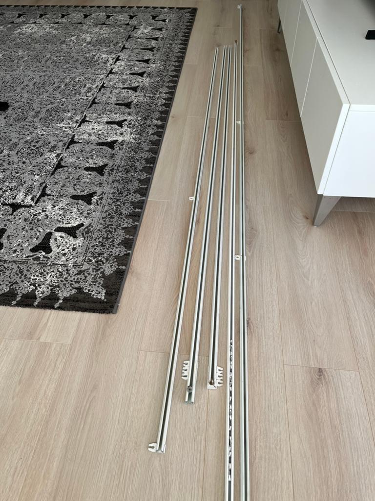 Gordijn rails 5 stuks, Huis en Inrichting, Ophalen of Verzenden, Zo goed als nieuw, Wit, 200 cm of meer