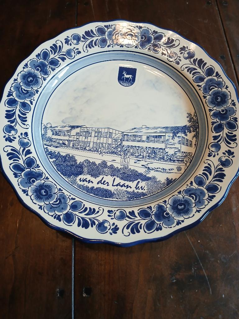 Delfts Blauw Decoratiebord Van der Laan bv,31cm, Ophalen of Verzenden