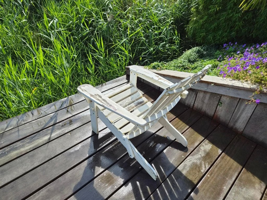 Witte hardhouten Adirondack stoel van Riviera Maison, Huis en Inrichting, Ophalen, Gebruikt, Wit, Eén