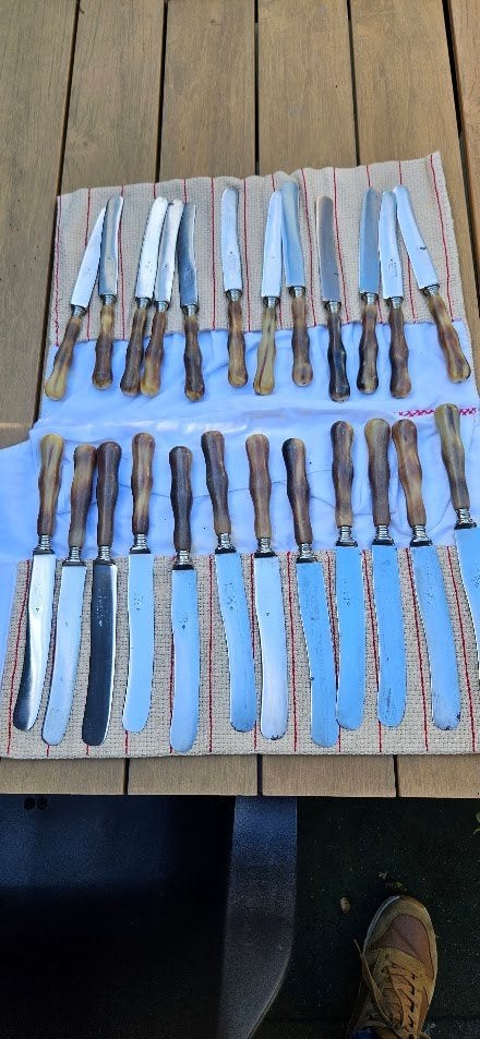 Antiek messen Herder Abr Sohn Solingen 24 x  handvat hoorn, Ophalen of Verzenden
