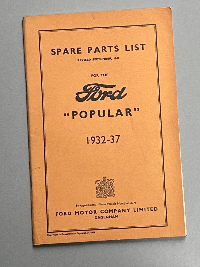 Origineel onderdelenboek voor de Ford Populair (1932-37), Ophalen of Verzenden