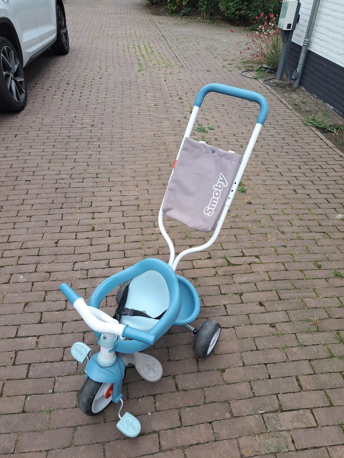 Smoby driewieler met duwstang, Ophalen, Terugtraprem, Gebruikt, Smoby