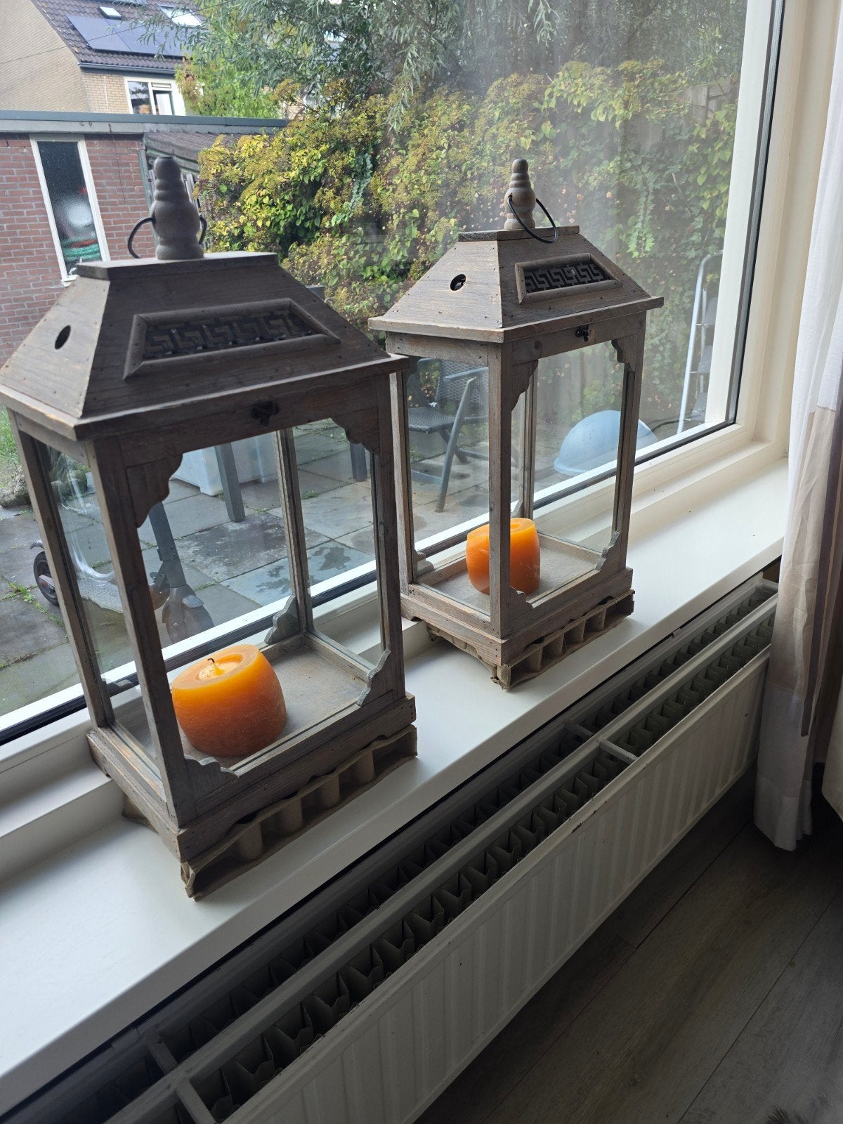 Set van 2 Nieuwe Decoratieve Houten Lantaarns, Hout, Nieuw, Ophalen of Verzenden, Landelijk