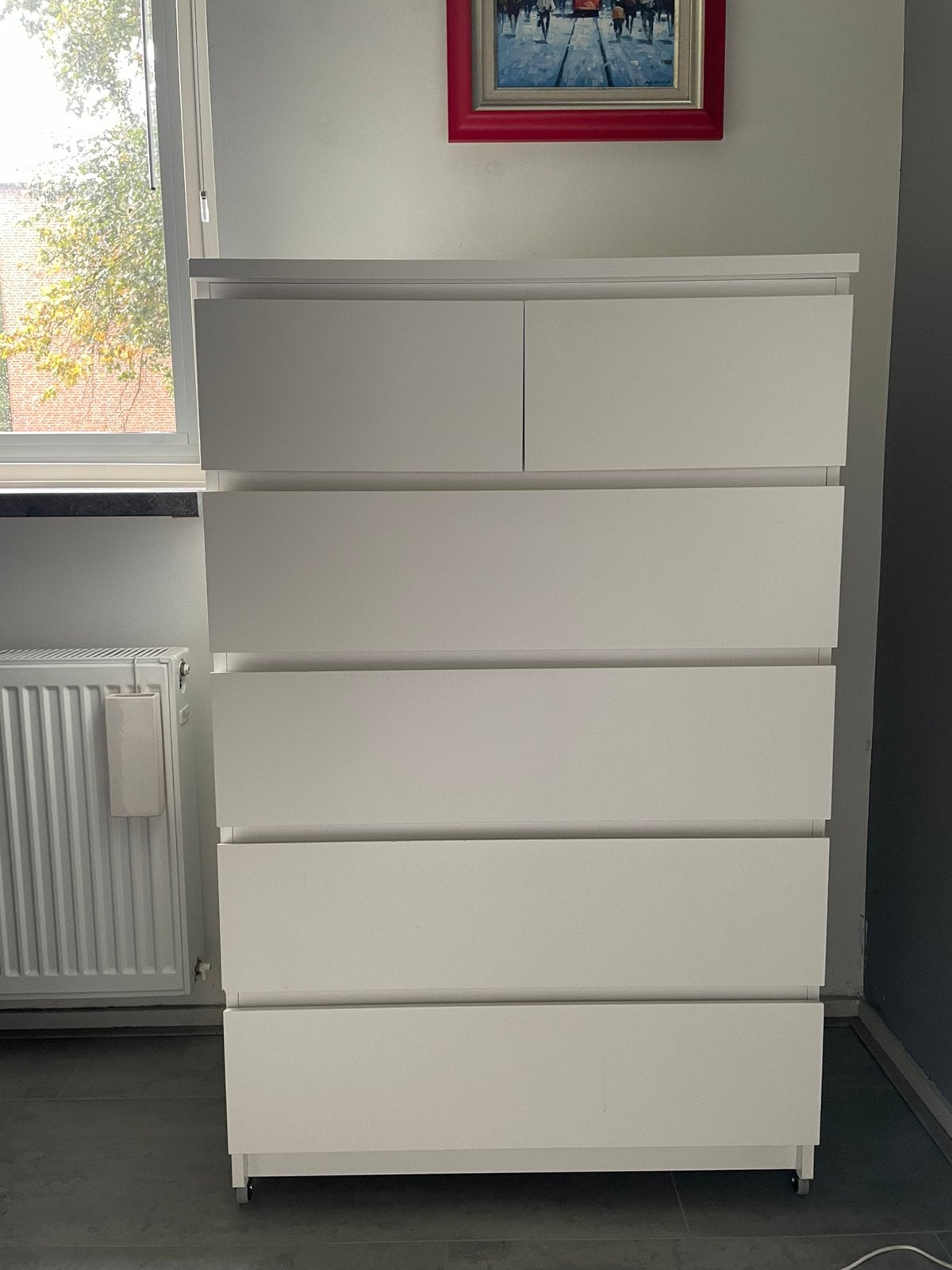IKEA MALM ladekast 6 lades wit – met wieltjes (80x48x123 cm), Ophalen, Overige materialen, 5 laden of meer, 100 tot 150 cm