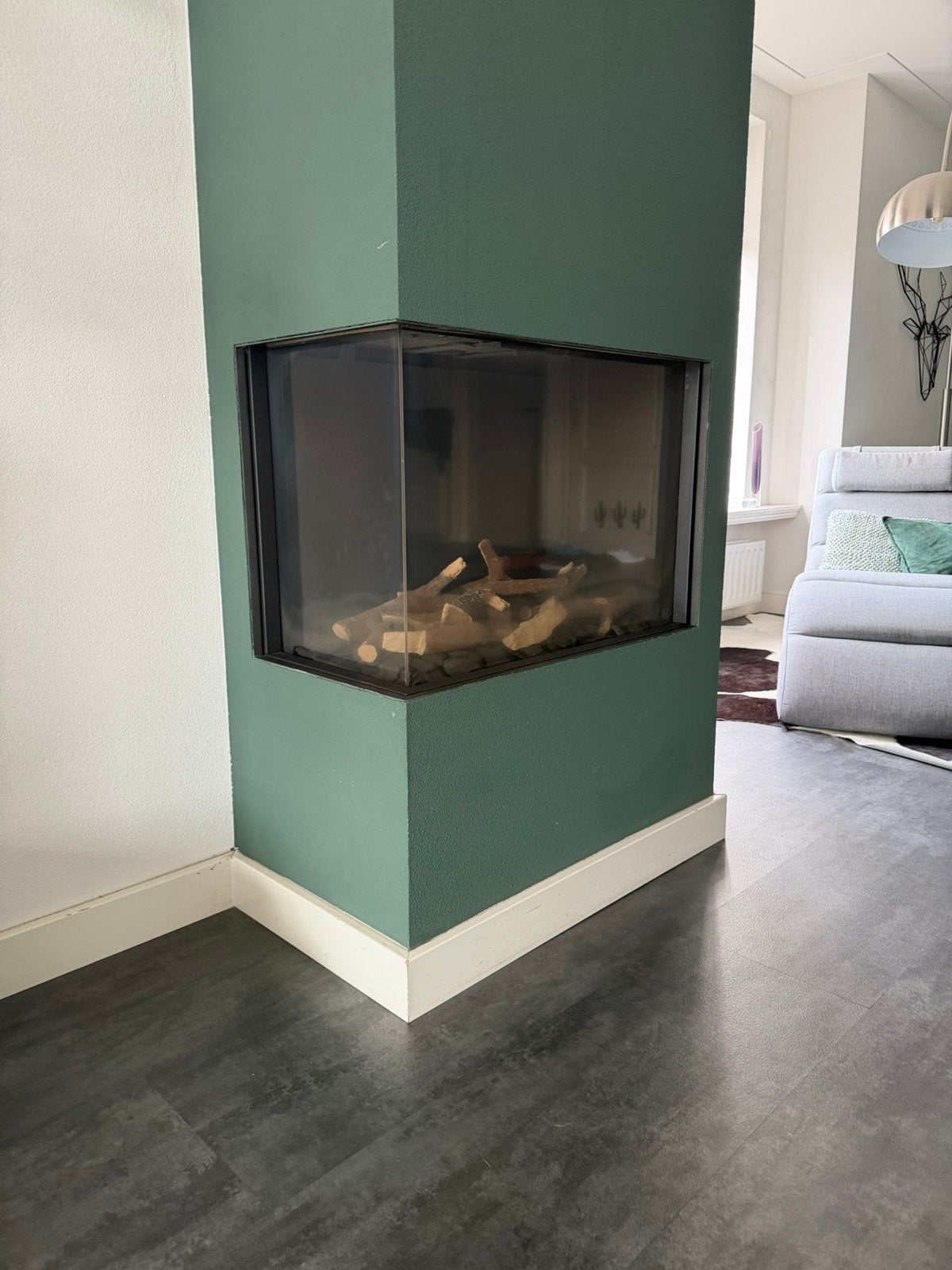 Luxe 2-zijdige inbouw gashaard / hoekhaard – DRU, Ophalen, Gebruikt, Inbouwhaard, Gashaard