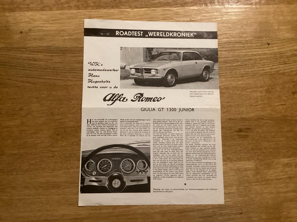 Alfa Romeo Giulia GT 1300 Junior Roadtest (1968), Ophalen of Verzenden, Gelezen, Alfa Romeo