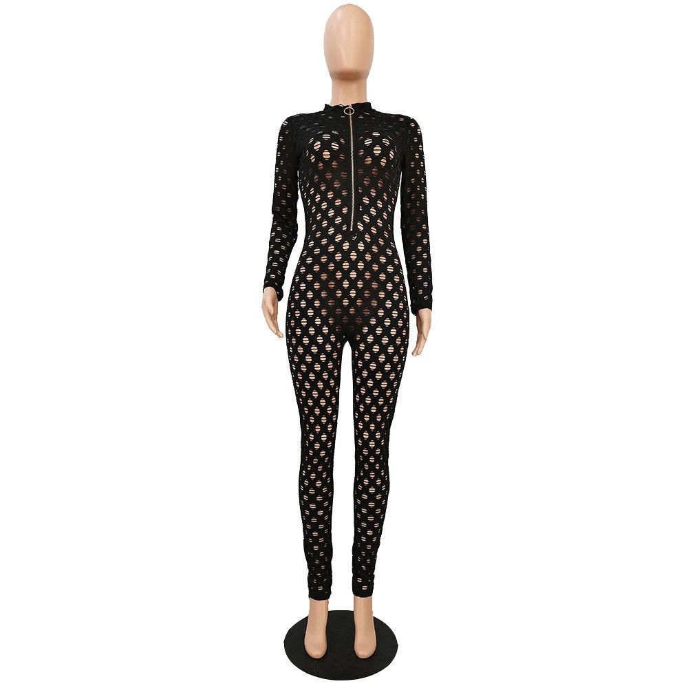 Dames catsuit 37 / bodysuit zwarte sexy festival gaten, Verzenden, Maat 46/48 (XL) of groter, Nieuw, Overige thema's