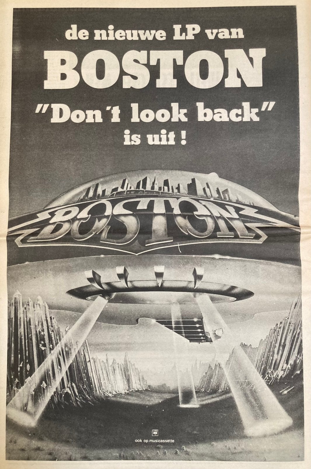 Paginagrote A3 advertentie BOSTON Don’t Look Back release, Cd's en Dvd's, Ophalen of Verzenden, Gebruikt