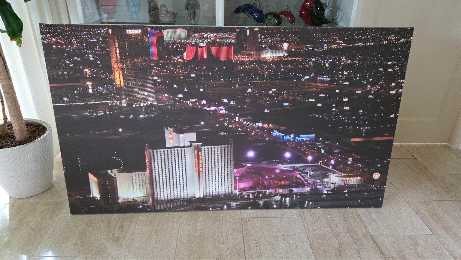 Prachtige nachtopname van Las Vegas. Foto op canvas., Oorspronkelijke maker, 125 cm of meer, Ophalen of Verzenden, Zo goed als nieuw