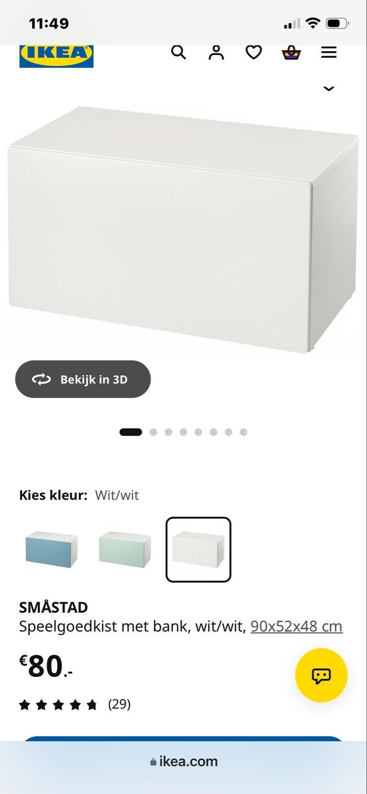 IKEA SMÅSTAD Speelgoedkist met bank, wit/wit, nieuw in doos, Ophalen, Nieuw, Jongen of Meisje