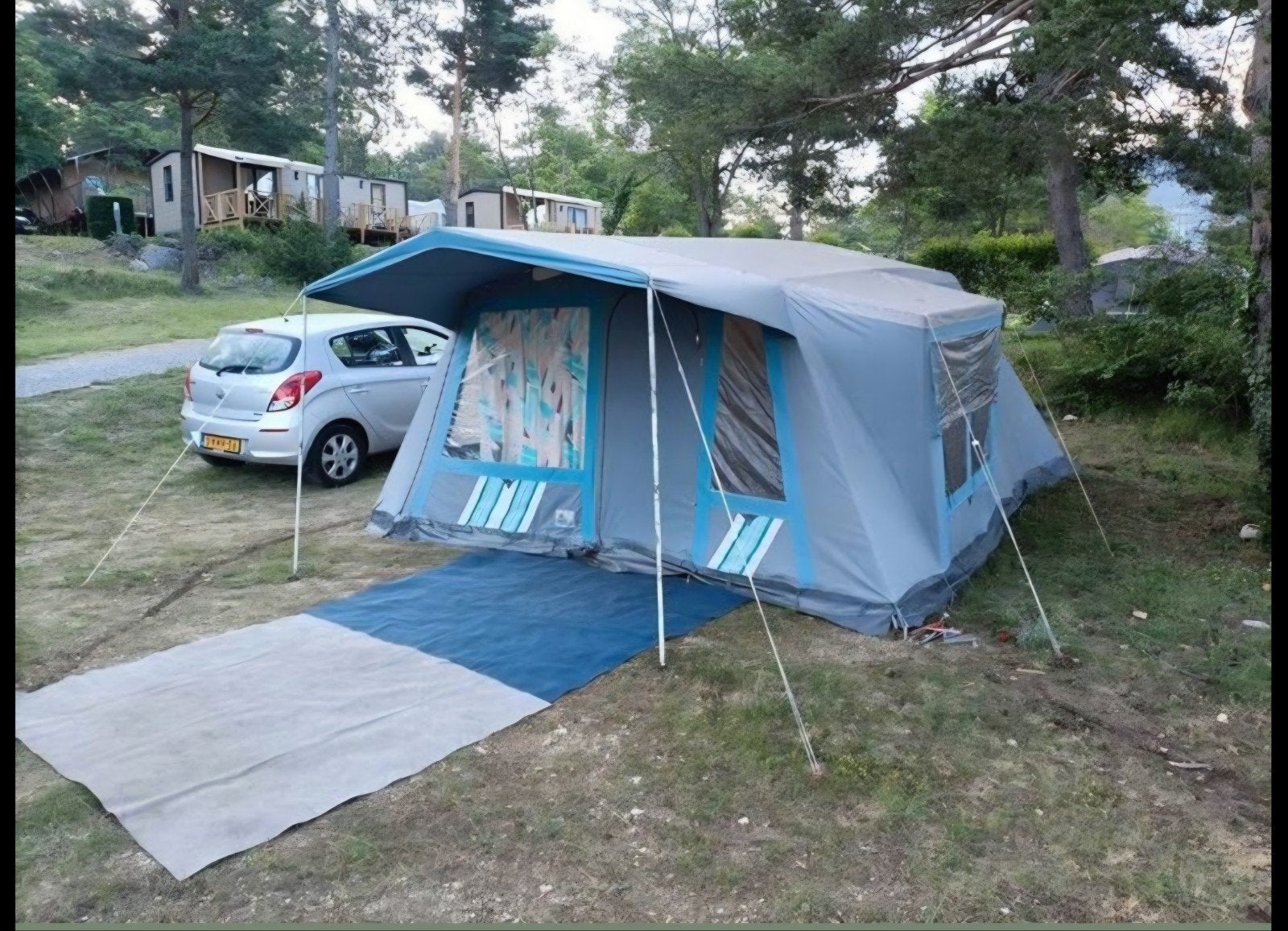 Katoenen bungalowtent met vaste luifel en kookruimte, Ophalen, Gebruikt