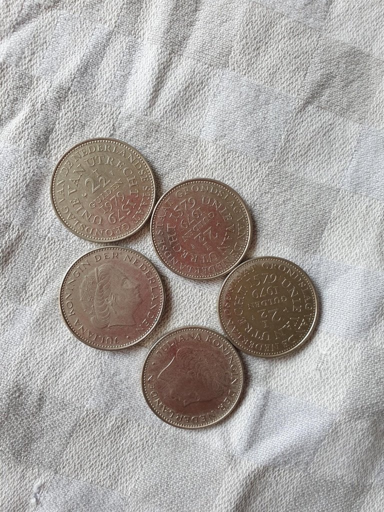 Set van 5 unie van Utrecht  munten Koningin Juliana 1979, Ophalen, Koningin Juliana, 2½ gulden, Setje