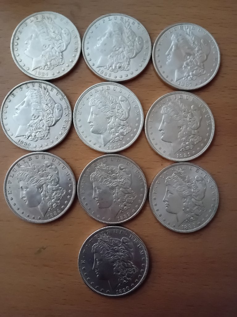 10x Morgan dollars, diverse jaren, Postzegels en Munten, Munten | Amerika, Ophalen of Verzenden, Noord-Amerika, Setje, Zilver