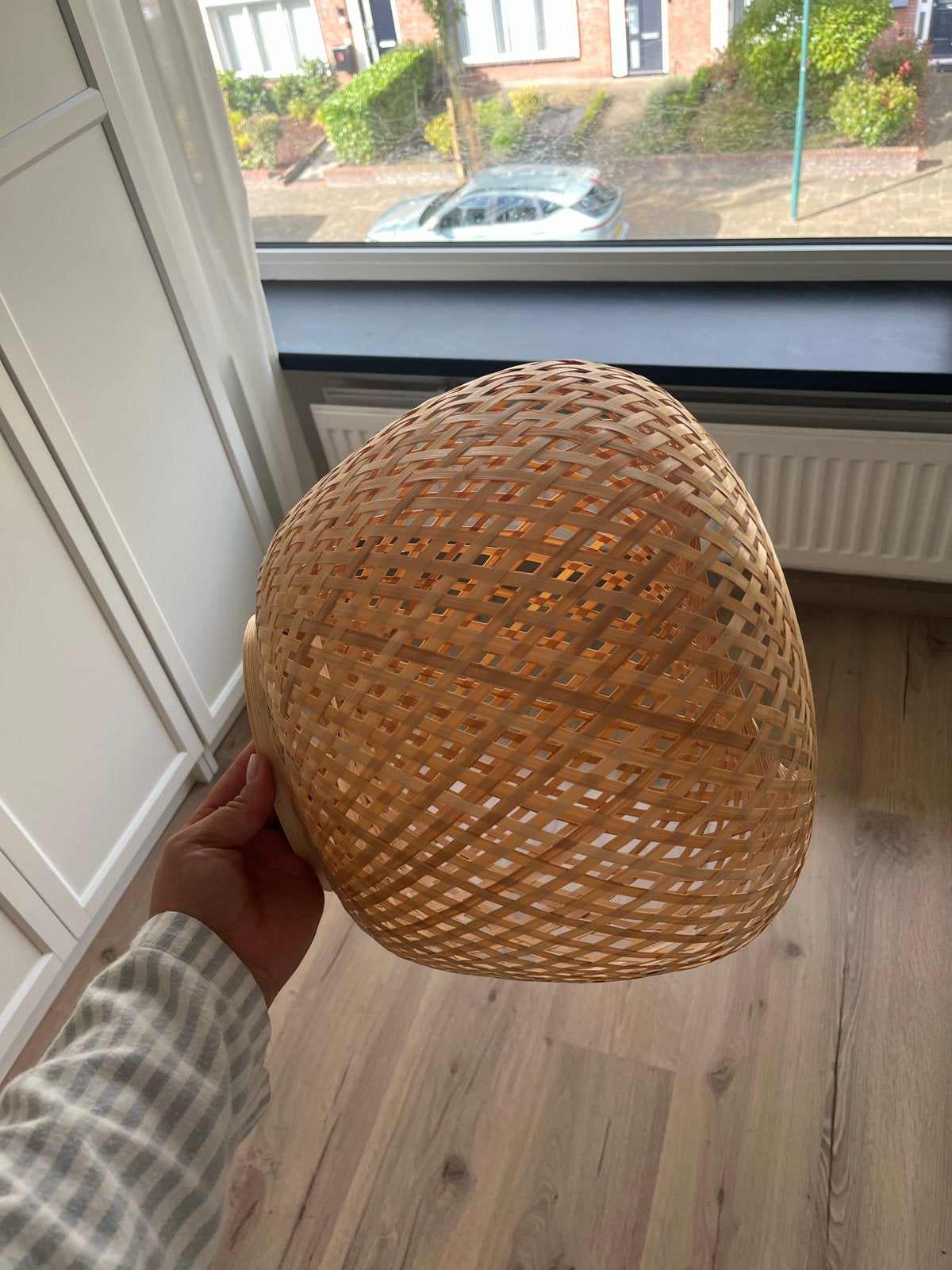IKEA Lampenkap van bamboe, Ophalen, Beige, Rond, Zo goed als nieuw