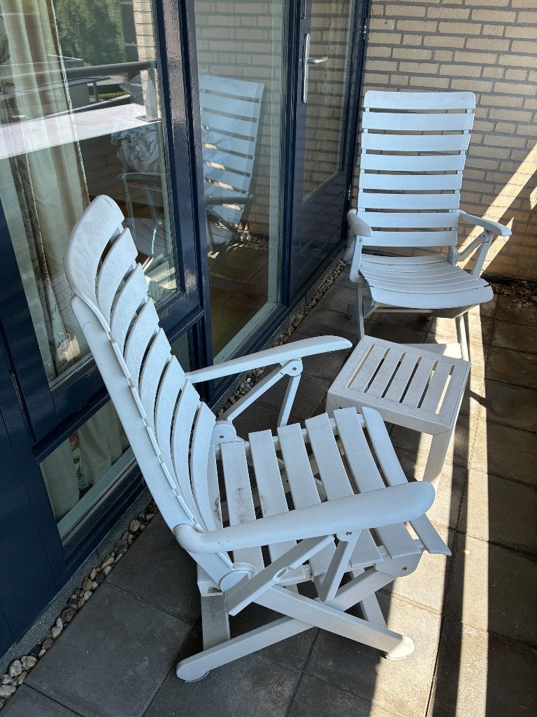 2 tuinstoelen plastic, Tuin en Terras, Tuinstoelen, Ophalen, Gebruikt, Plastic, Verstelbaar
