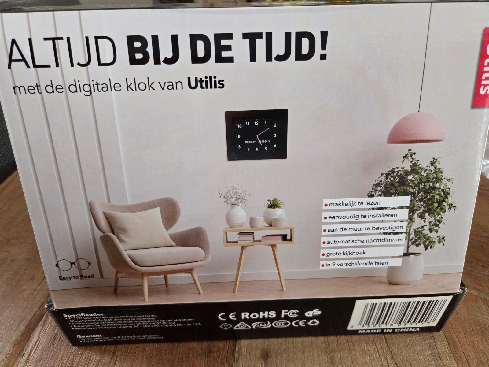 Utilis digitale klok zgan, Huis en Inrichting, Ophalen