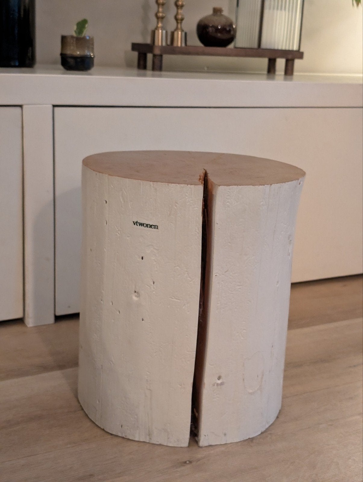 VT Wonen Boomstam bijzettafel/krukje, Minder dan 55 cm, Gebruikt, Rond, Rustiek, Landelijk