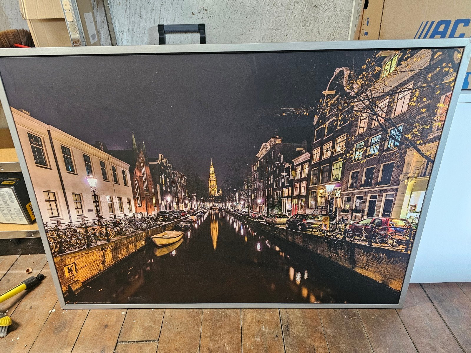 Amsterdam Gracht Nacht Canvas Ikea Schilderij, Huis en Inrichting, Woonaccessoires | Schilderijen, Tekeningen en Foto's, Ophalen
