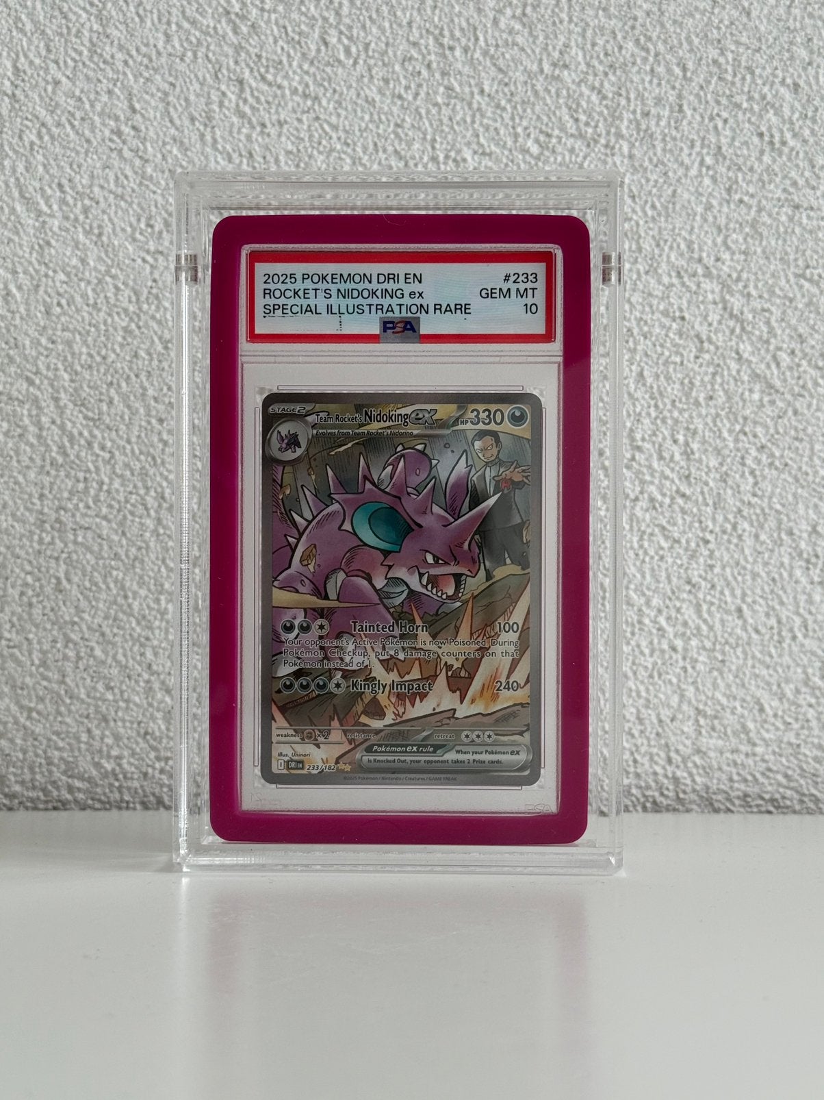 Team Rocket Nidoking eX #233 PSA 10 (incl acryl), Ophalen, Nieuw, Losse kaart, Foil