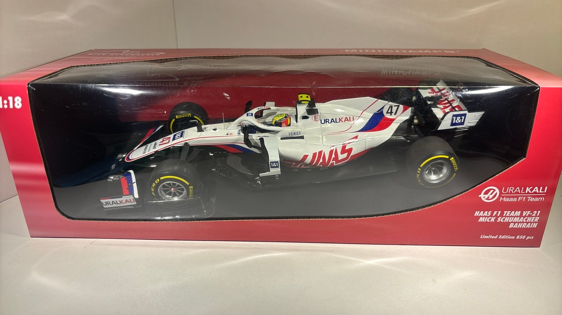 F1 haas vf-21 mick Schumacher bahrain minichamps 1.18, Ophalen of Verzenden, MiniChamps, A, A