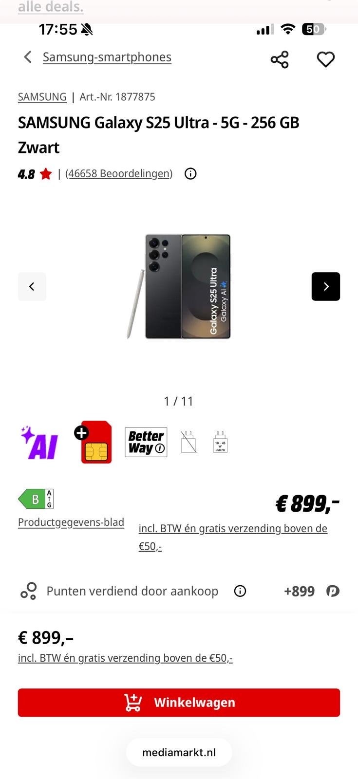Samsung Galaxy S25 Ultra Refurbished 100% Batterij Compleet, Ophalen of Verzenden, Refurbished, 6 megapixel of meer, Overige modellen