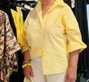 Studio Anneloes Yuki stripe poplin blouse butter yellow mt M, Ophalen of Verzenden, Zo goed als nieuw, Maat 46/48 (XL) of groter