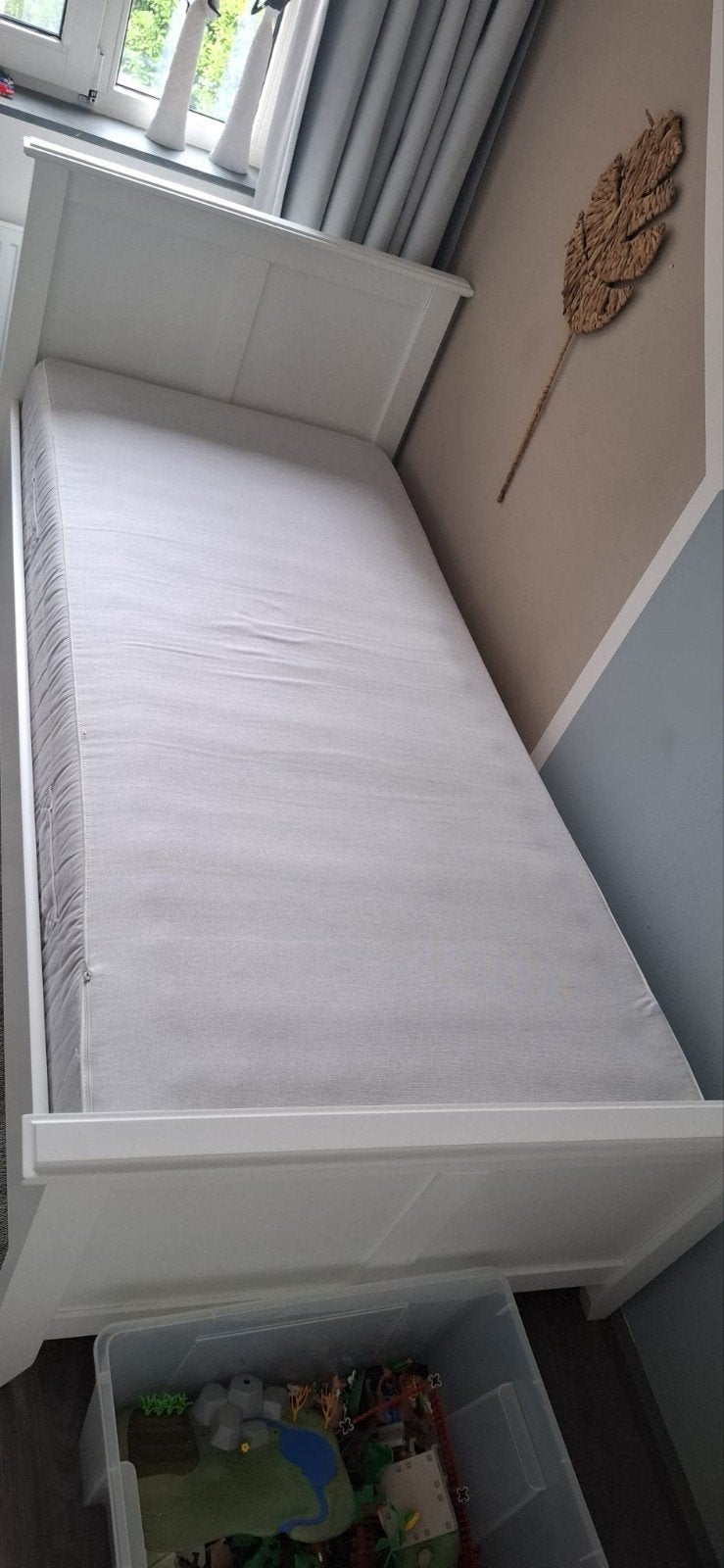 Eenpersoonsbed 90x200 met lattenbodem en matras, Ophalen, 90 cm, Eenpersoons, Wit