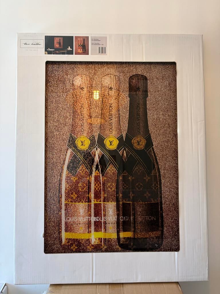 Louis Vuitton Champagne Flessen Kunstwerk 60x80cm, Ophalen, Nieuw, Print, 75 cm of meer
