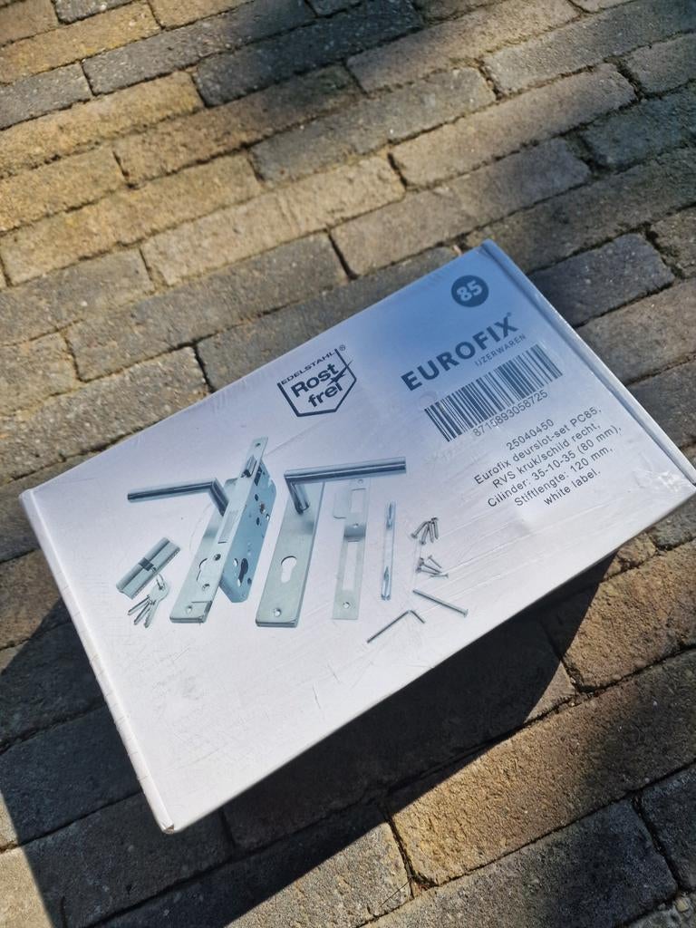 Eurofix Deurslot-set PC85 RVS Kruk/Schild buiten, Ophalen of Verzenden, Nieuw, Rvs, Slot