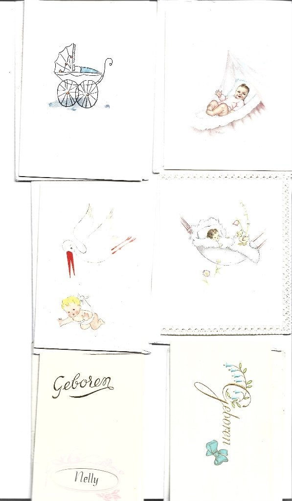 6 oude geboortekaarten, Ophalen of Verzenden, Voor 1970, Geboortekaartje