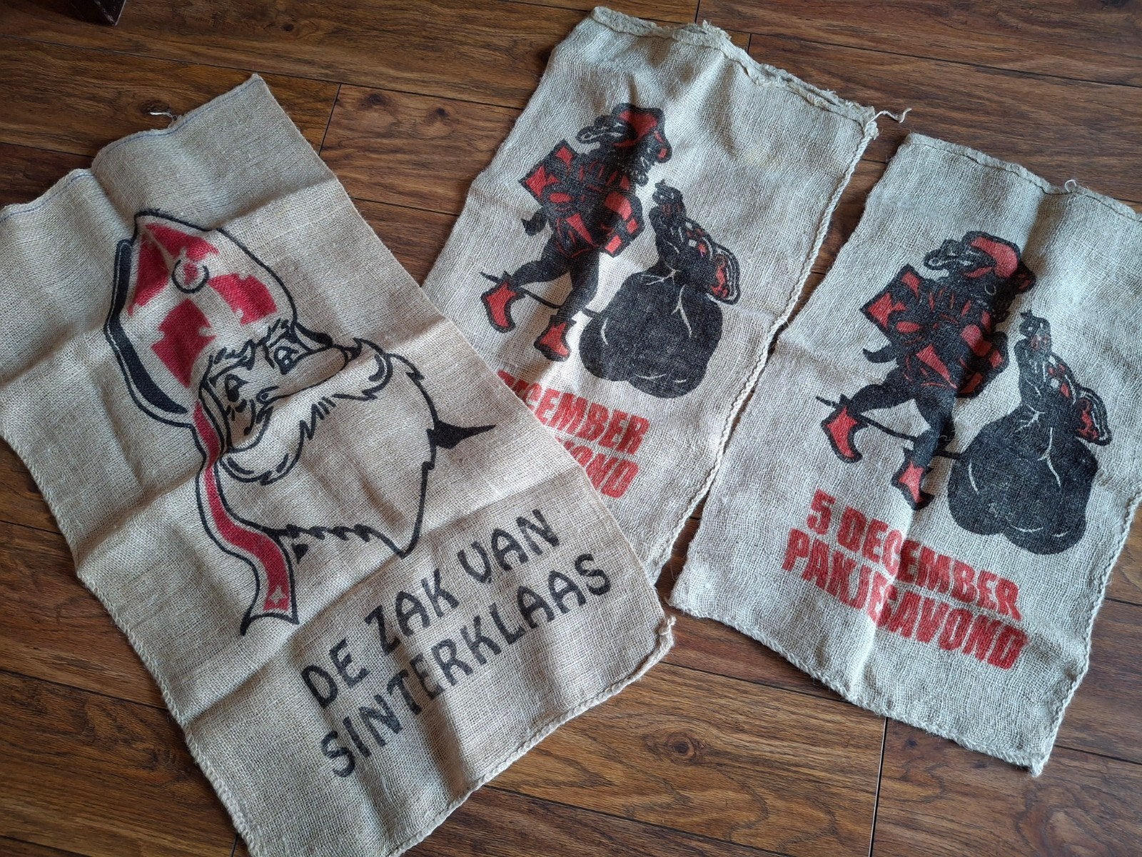3 jute sinterklaas zakken, Diversen, Ophalen, Gebruikt