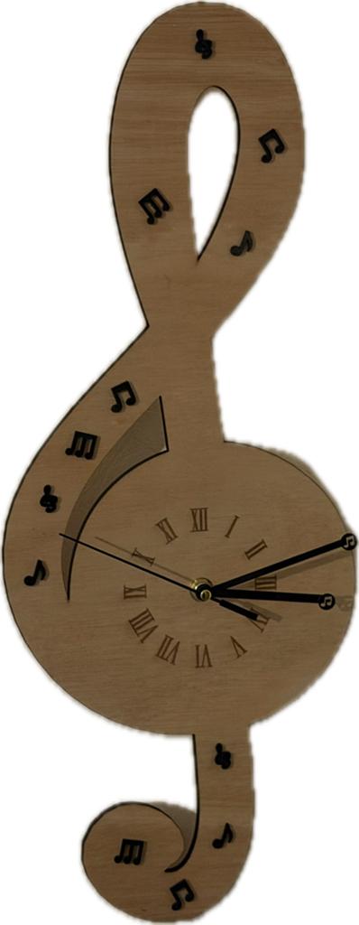 Wandklok Muziek G-sleutel, Ophalen of Verzenden, Nieuw, Analoog, Wandklok