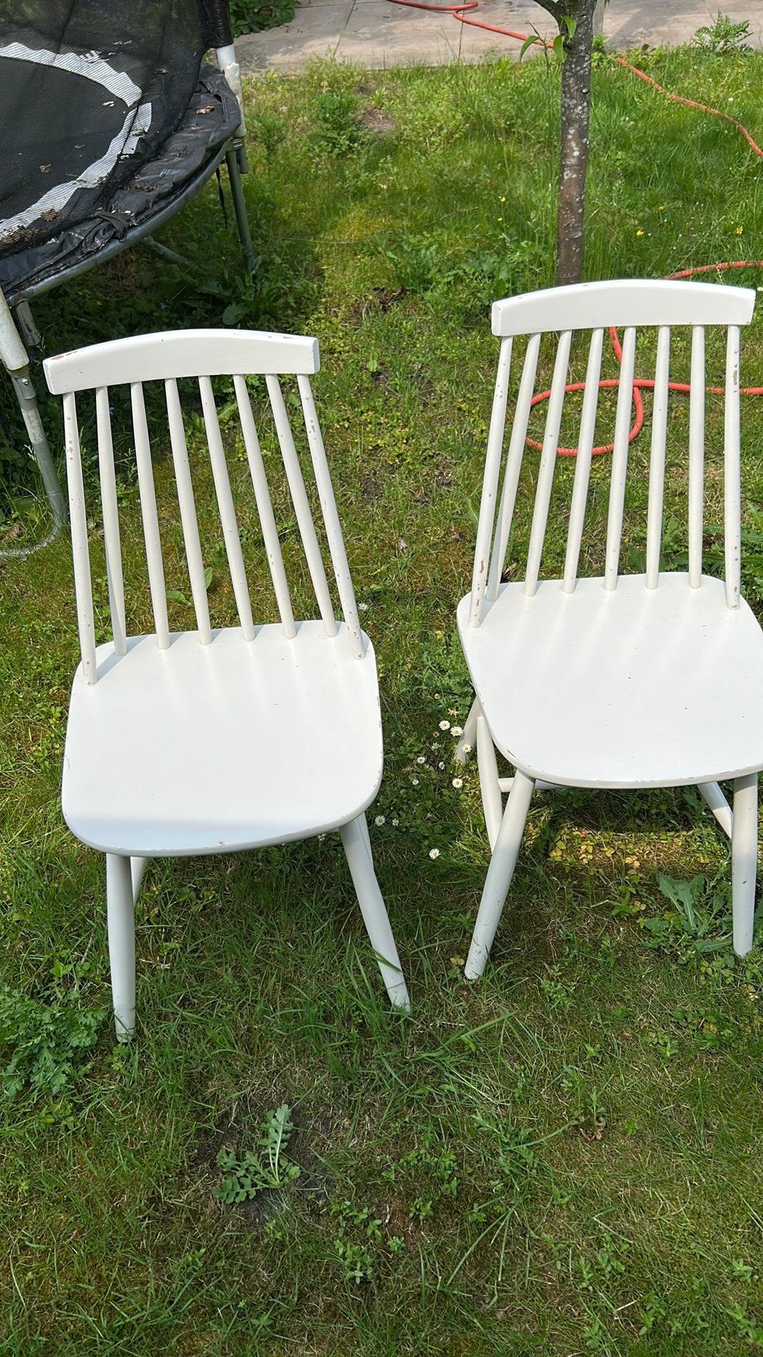 Authentieke houten brocante stoelen - set van twee, Ophalen, Gebruikt, Twee, Wit