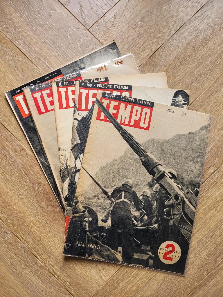 5 Italiaanse WO2 propaganda Tempo tijdschriften, Verzamelen, Militaria | Tweede Wereldoorlog, Overige soorten, Boek of Tijdschrift