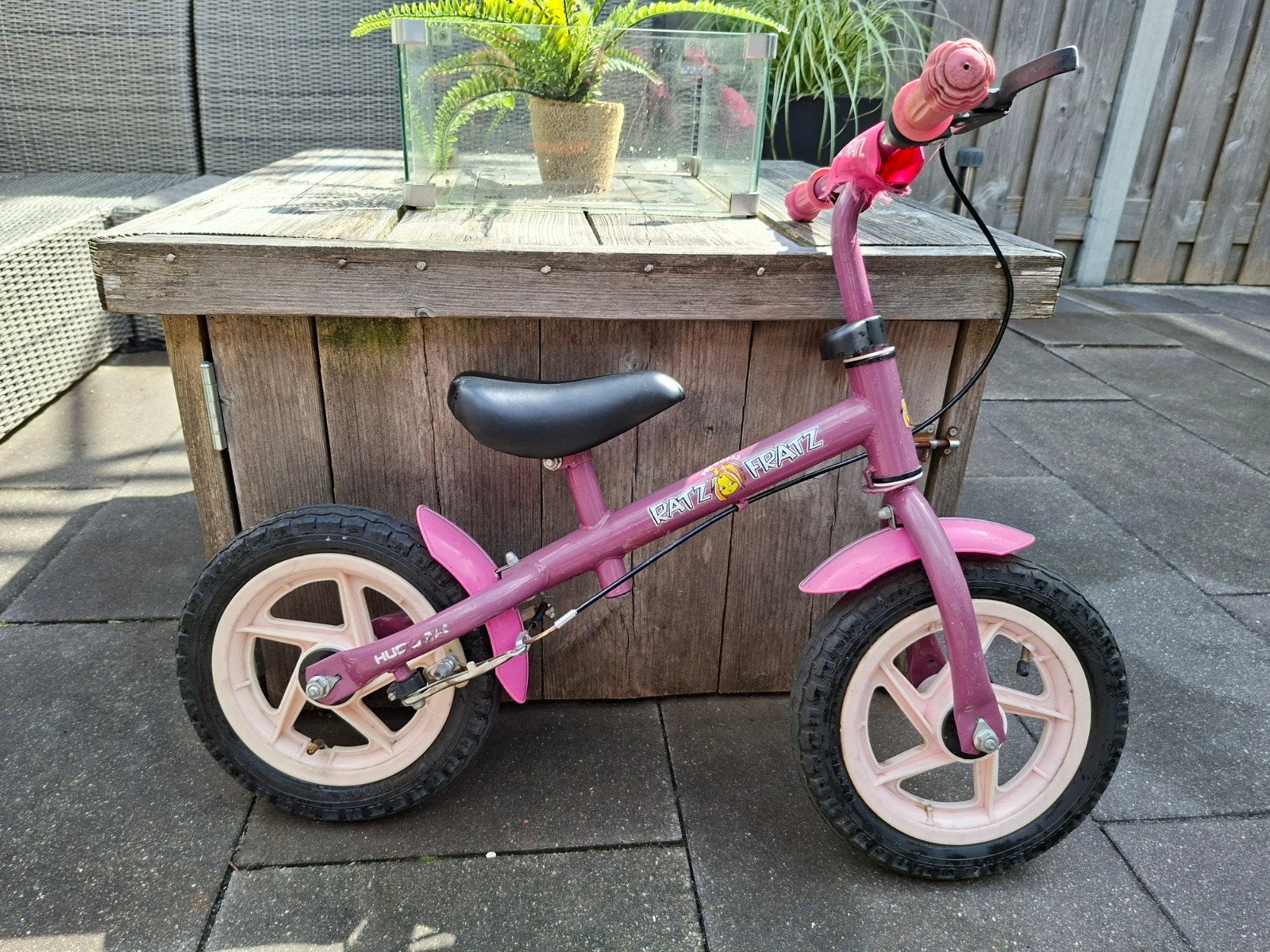 Roze Ratz Fratz loopfiets, Ophalen, Gebruikt, Minder dan 16 inch