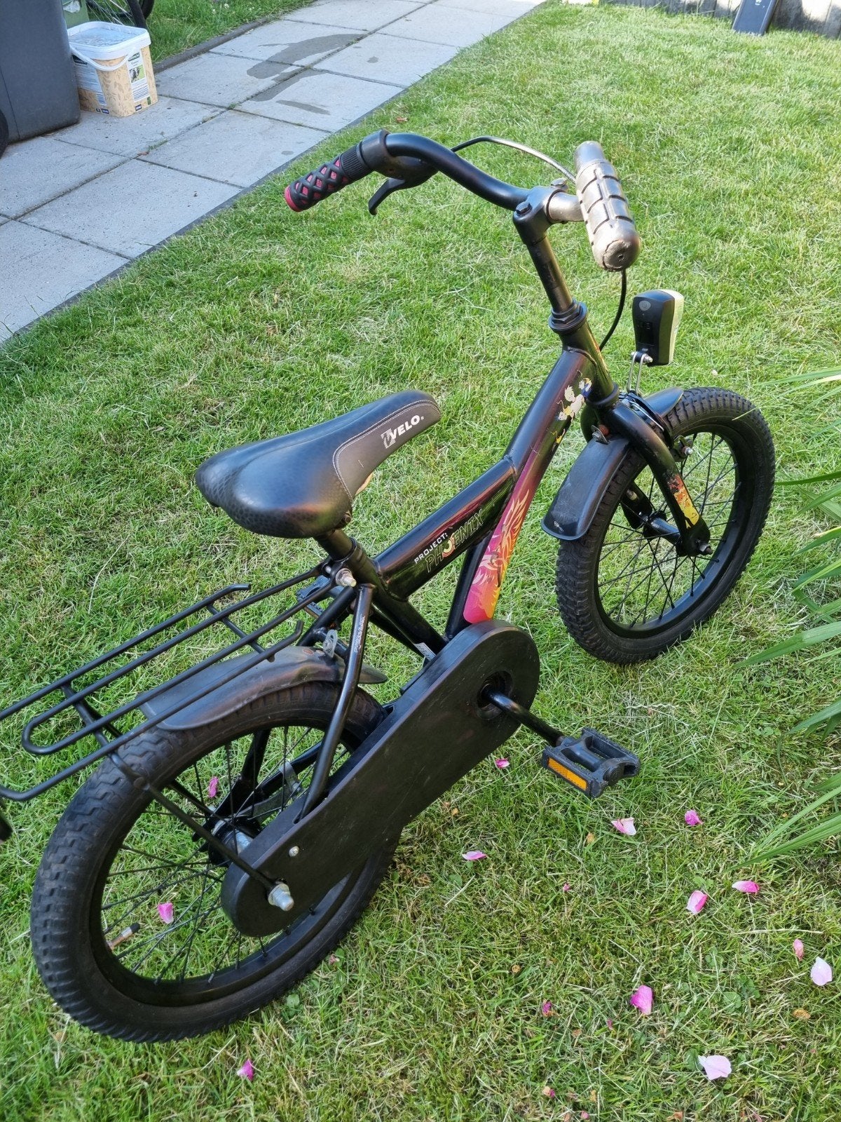 Kinderfiets 16 inch - Zwart met roze accenten, Ophalen of Verzenden