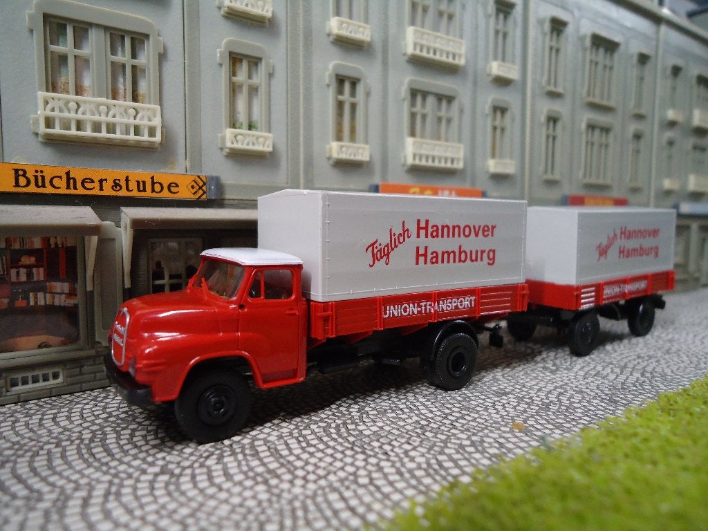 MAN 635 Bakwagencombinatie met huif Brekina UNION TRANSPORT, Hobby en Vrije tijd, Modelauto's | 1:87, Ophalen of Verzenden, Nieuw