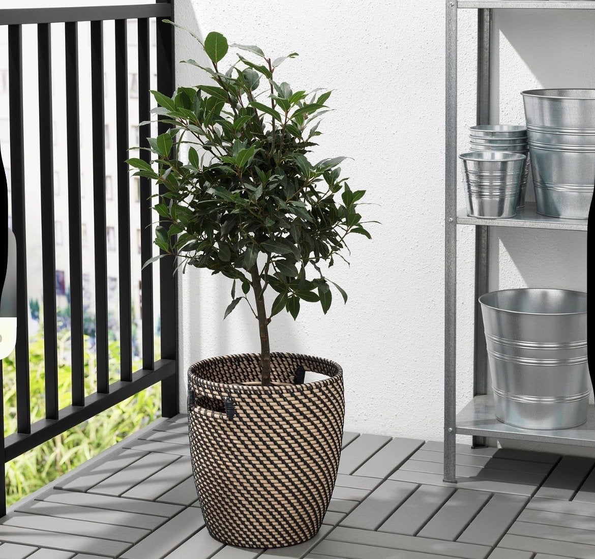 Ikea RÅGKORN Sierpot, binnen/buiten donkergrijs/beige, 24 cm, Tuin en Terras, Bloempotten, Zo goed als nieuw, Kunststof, Binnen