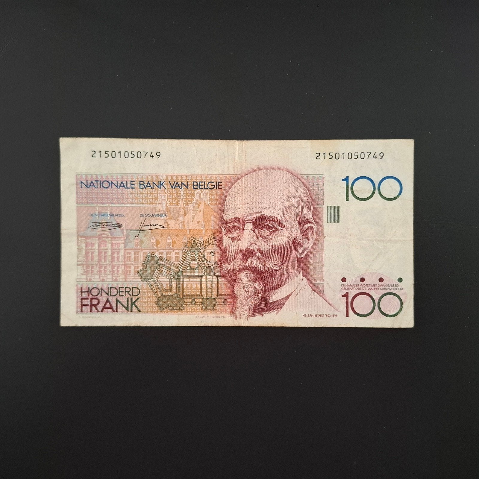 100 franc België #057, Verzenden, België, Los biljet