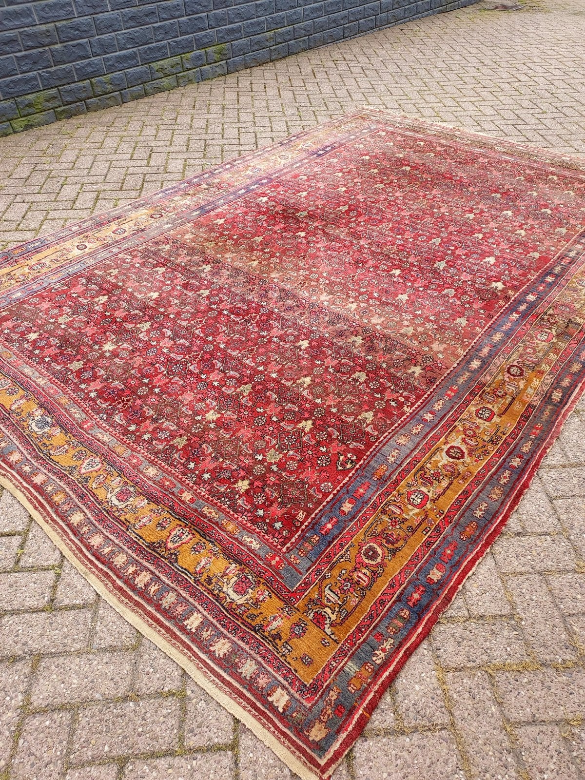 Vintage Perzisch tapijt - Handgeknoopt rood kleed 340x230cm, Ophalen, Gebruikt, 200 cm of meer, Rechthoekig