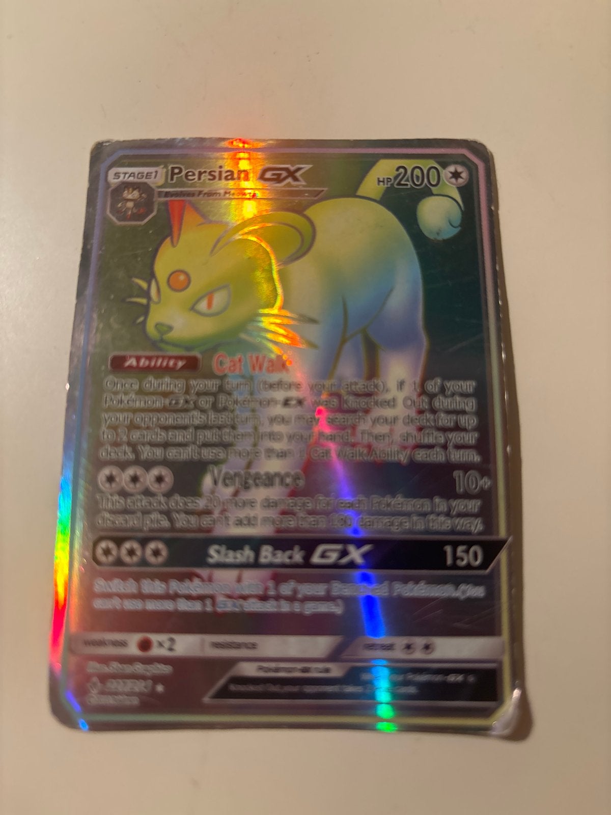 Perzisch-GX 227/214 Rainbow Rare Pokémon Kaart (HP), Hobby en Vrije tijd, Verzamelkaartspellen | Pokémon, Ophalen of Verzenden