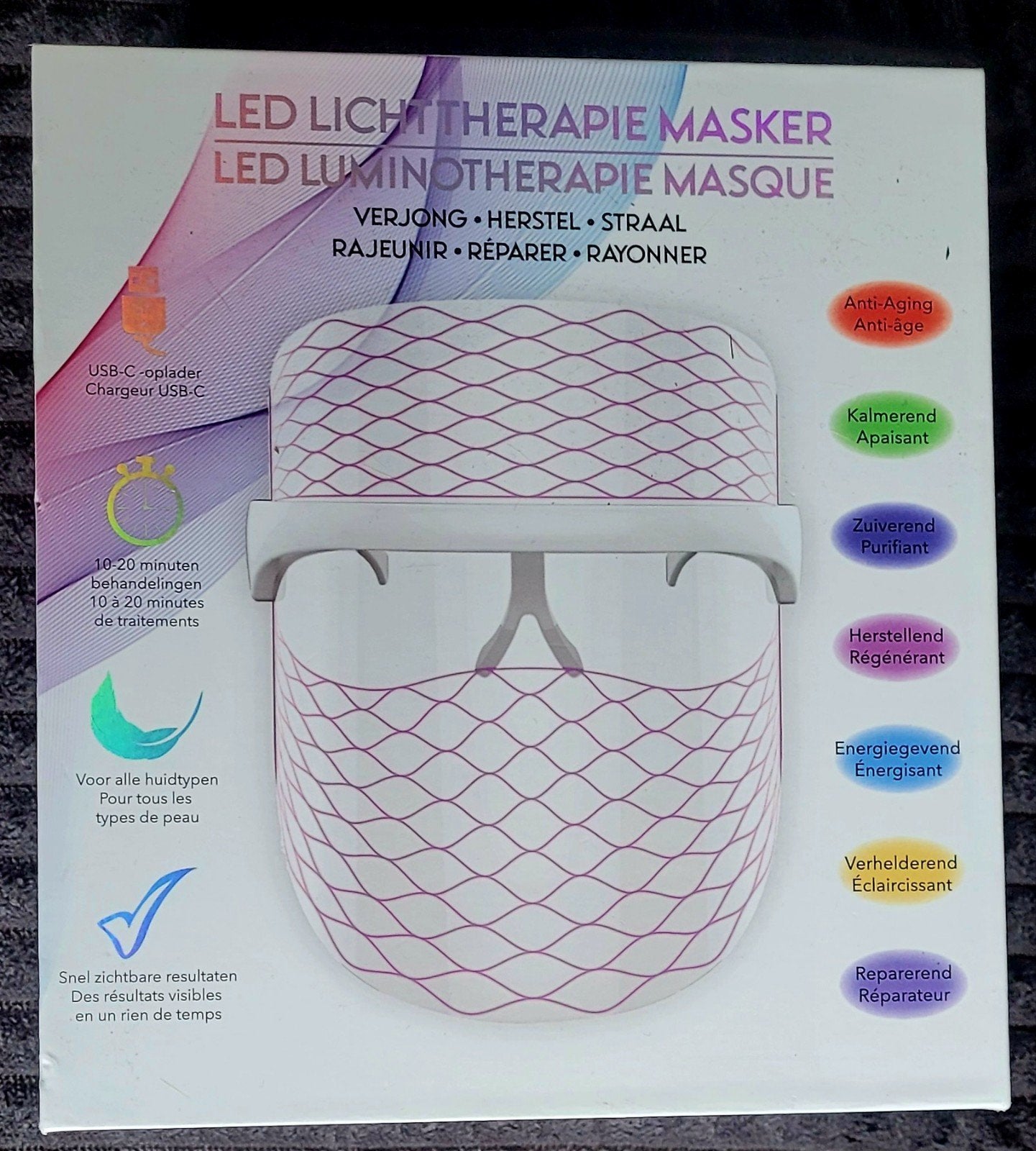 LED Lichttherapie Masker - Verjonging & Herstel, Ophalen of Verzenden, Nieuw, Gehele gezicht, Verzorging