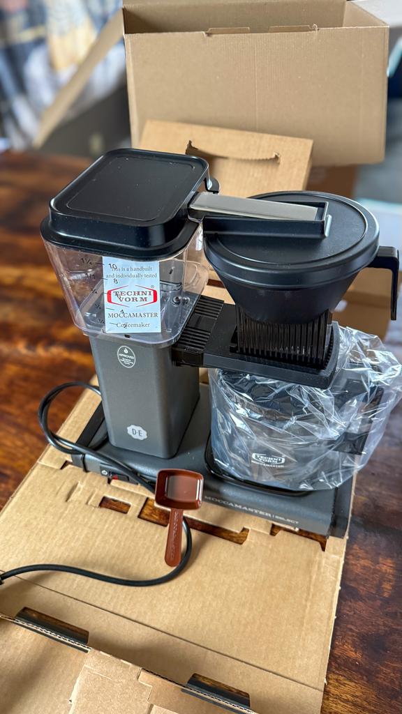 Nieuwe Moccamaster Select Antraciet + Aankoop bon, 10 kopjes of meer, Gemalen koffie, Ophalen of Verzenden, Koffiemachine
