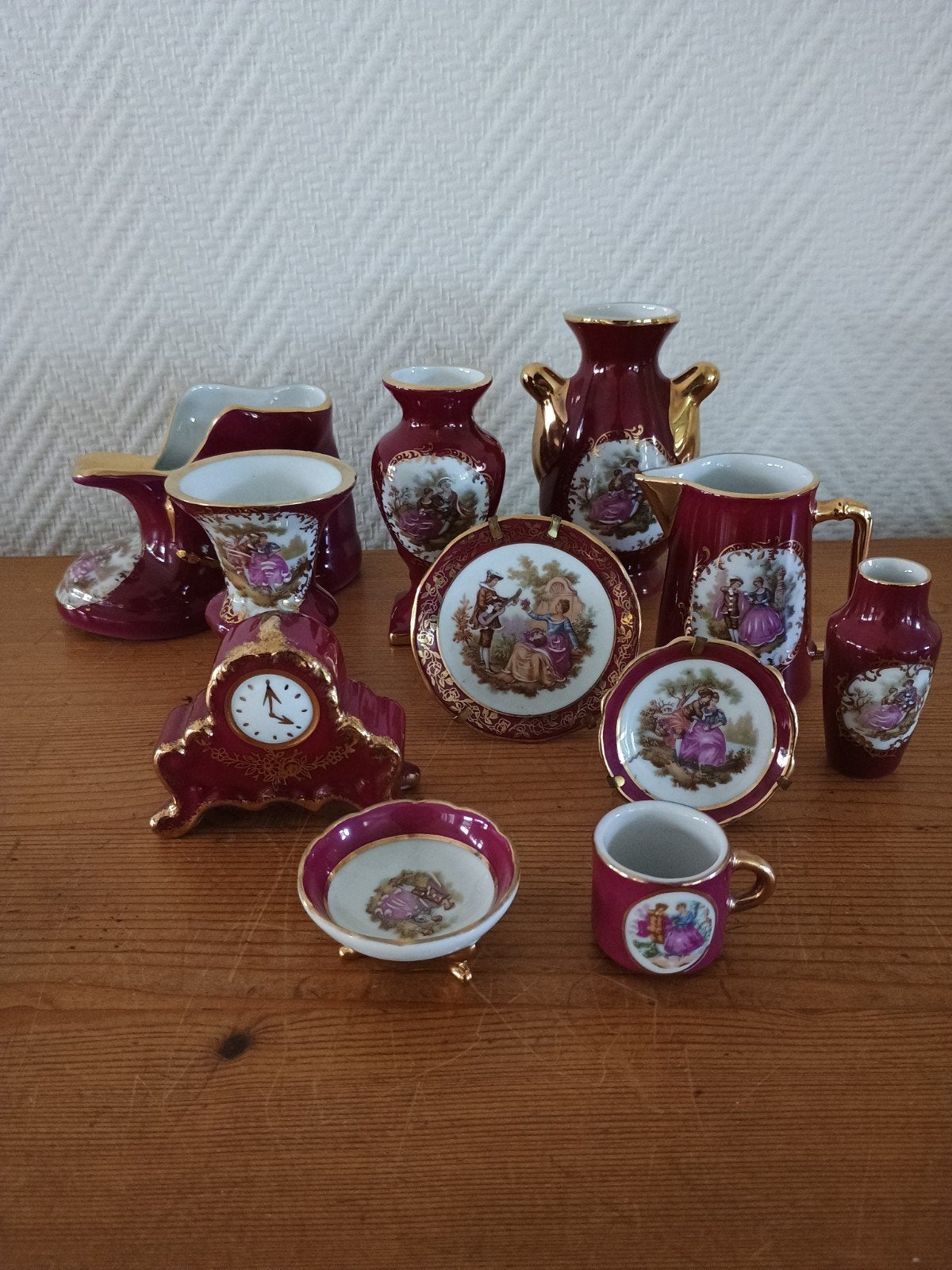 Limoges Porselein Miniatuur Servies Set - Handgeschilderd, Ophalen