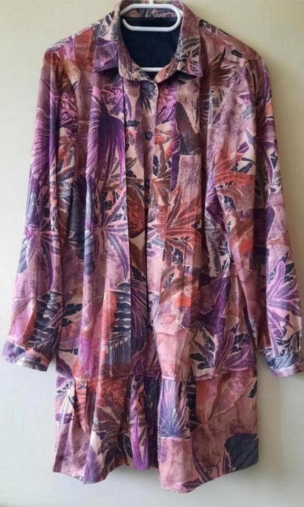 Kleurrijke Tuniek met Tropische Print maat 46, Kleding | Dames, Blouses en Tunieken, Maat 38/40 (M), Paars, Ophalen of Verzenden